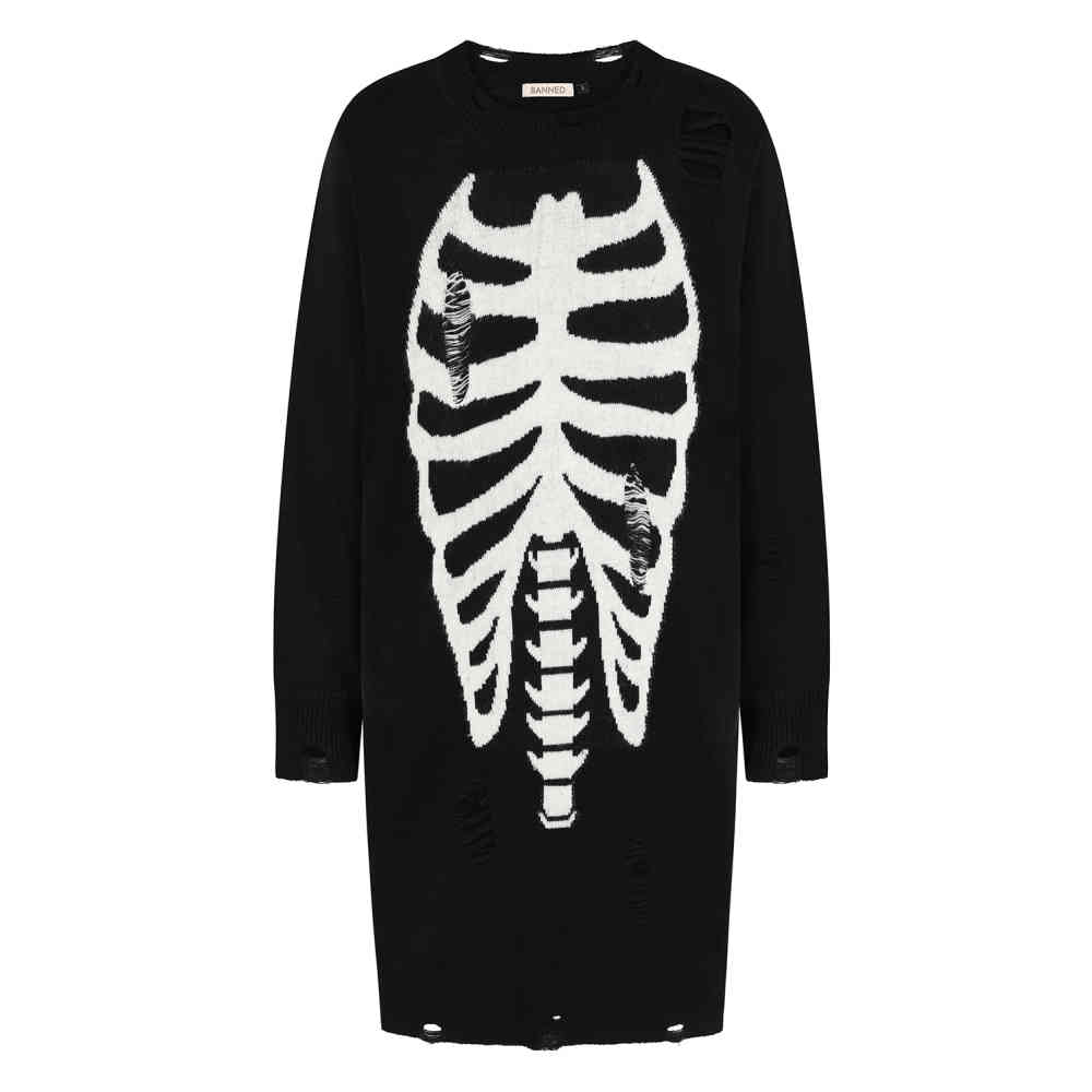 Banned - Melinoe Knit Robe courte - Noir/Blanc